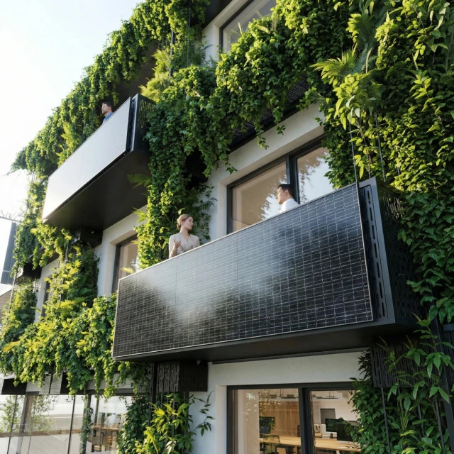 Zwei Personen unterhalten sich auf Balkon