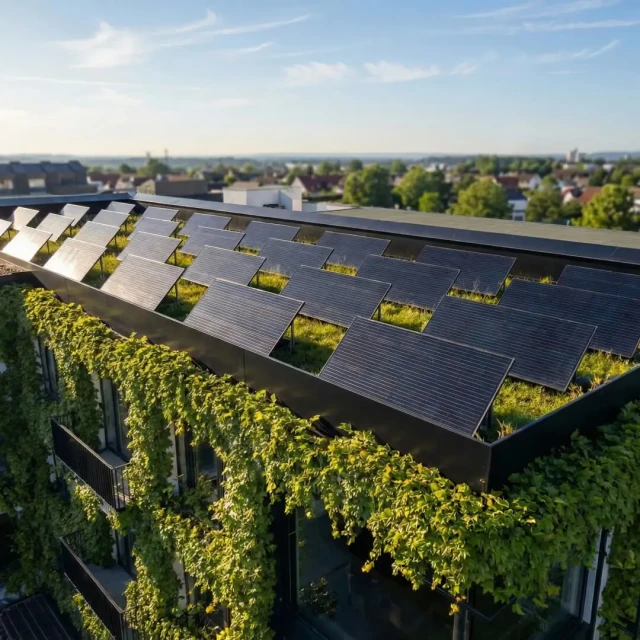 Dach mit Solarpaneelen